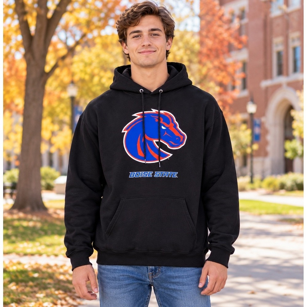 Champion Boise State Broncos Hoodie Mens Large Black NCAA Sweatshirt Logo L